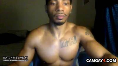 Masturbating with his big black cock in webcam - boyfriendtv.com