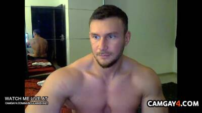 Muscled and handsome guy strokes his cock - boyfriendtv.com