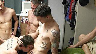 There's Nothing Better To Watch Than A Bunch Of Muscular Men Blowing And Jerking Each Other - gayxo.com