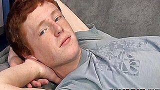 Ginger twink masturbates during sex interview - Sunporno - gayxo.com