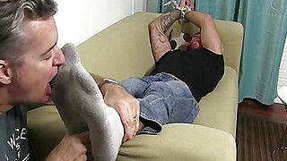 Foot fetishist mature deviant ties up hunk and slobbers toes - gayxo.com